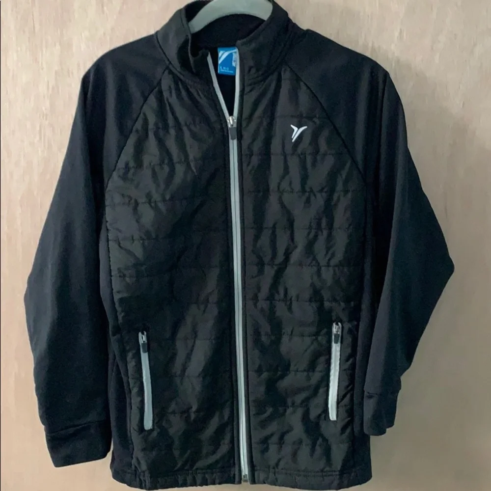 Old Navy Active Boys Black Quilted Zip-Up Jacket Size Large 10 –1 2